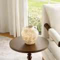 Vintage Floral Ceramic Tabletop Vase with Dual Handles - White & Yellow, 6.5 Inches