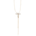 Dainty Bow Lariat Necklace with Sparkling Stones - Goldtone, 16" + 3" Extender