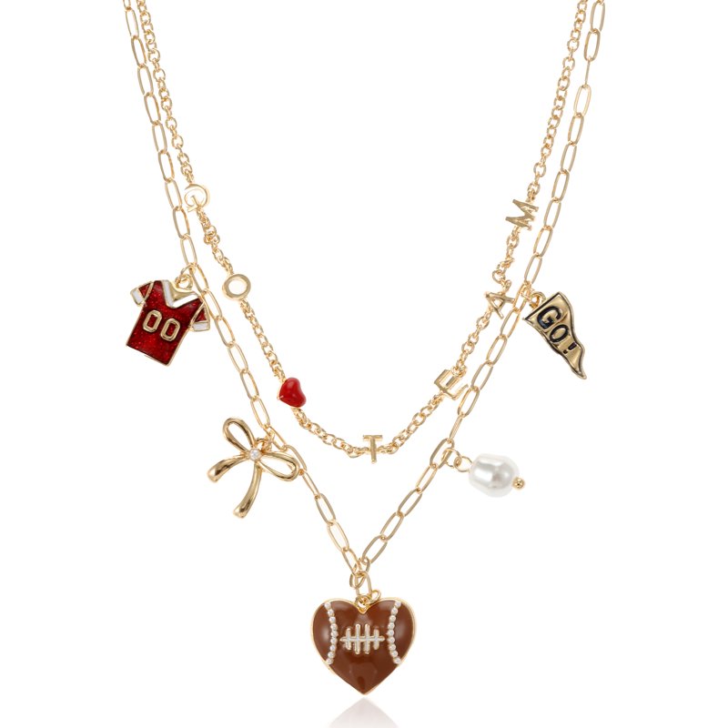 Go Team Double Charm Necklace Football Fan Jewelry