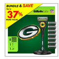 Gillette Razor Bundle with Magnetic Stand & Blade Refills - Packers Gameday