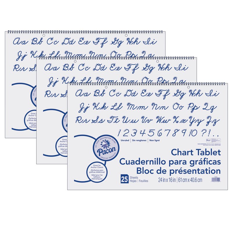 Unruled Chart Tablet 24x16 Inches - White, 25 Sheets - Office & Education Supplies