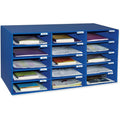Classroom Mailbox Organizer with 15 Slots - Blue, 12.88 x 31.5 inches