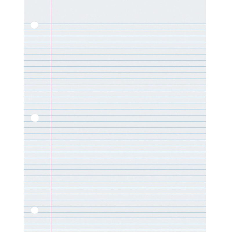 White Composition Paper 8.5 x 11 Inches 500 Sheets - 3-Hole Punched, College Ruled with Red Margin