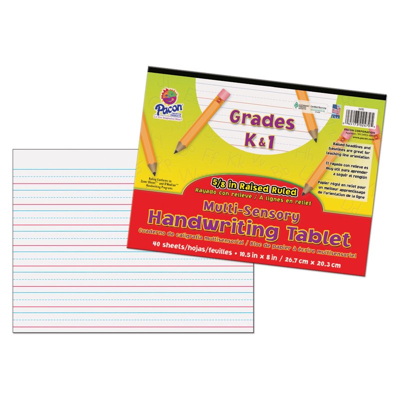 Multi-Sensory Handwriting Tablet for K-1 Students - 40 Sheets, 10.5x8 Inches
