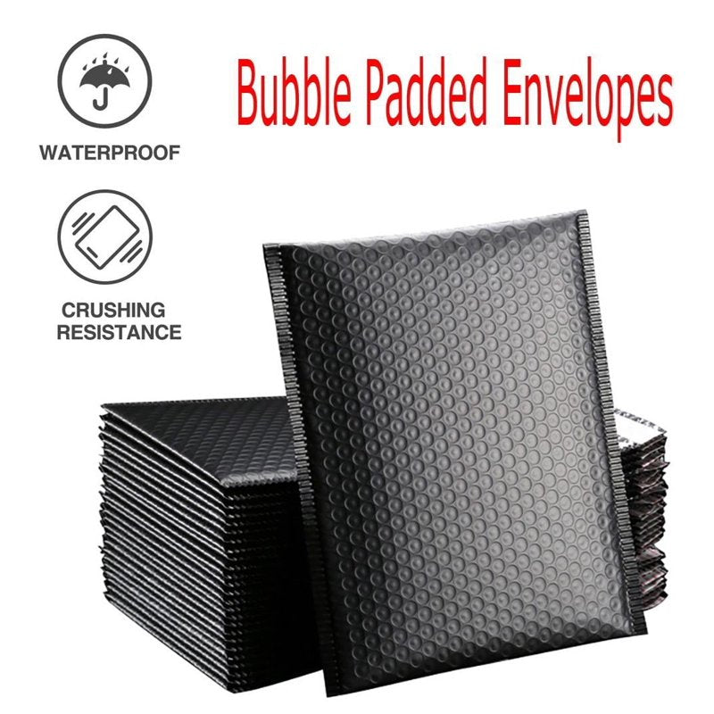 Black Bubble Mailers 13x18cm Padded Shipping Envelopes Pack of 50
