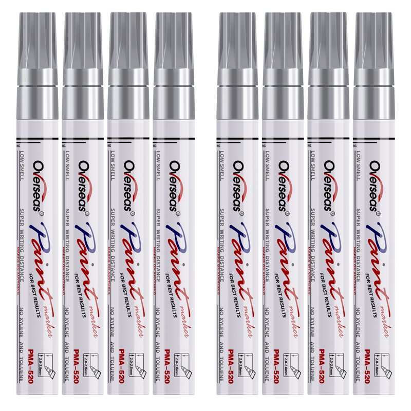 Permanent Paint Markers - Oil-Based Waterproof Fast-Dry Medium Tip Pens for Metal Wood Fabric Plastic Glass, 8 Pack