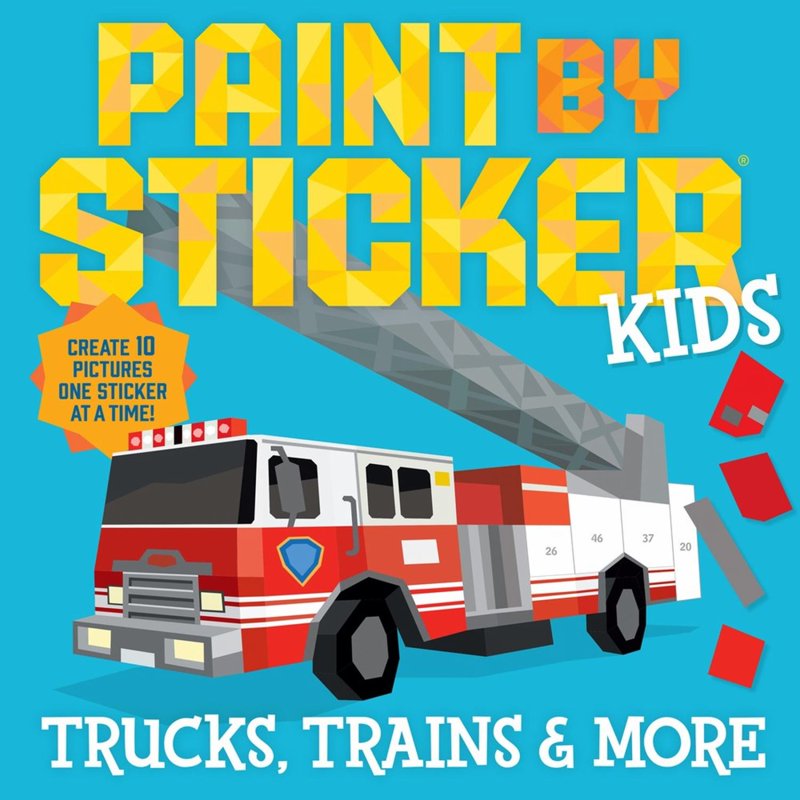 Kids Sticker Painting Kit - Trucks, Trains & Vehicles - 10 Pictures