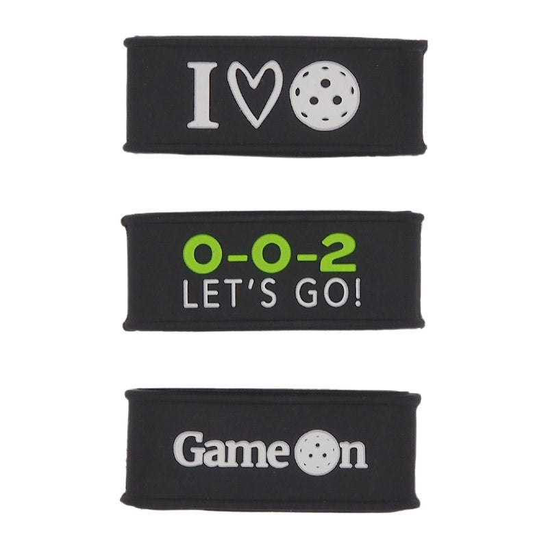 Palms-O-Aces Silicone Pickleball Grip Bands - 3 Pack, Black | 3A Variation