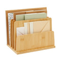 Bamboo Mail Holder with 5 Slots - Desktop File Organizer for Office & Home