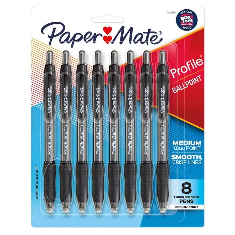 Medium Point Black Ballpoint Pen - Retractable, 8 Pack
