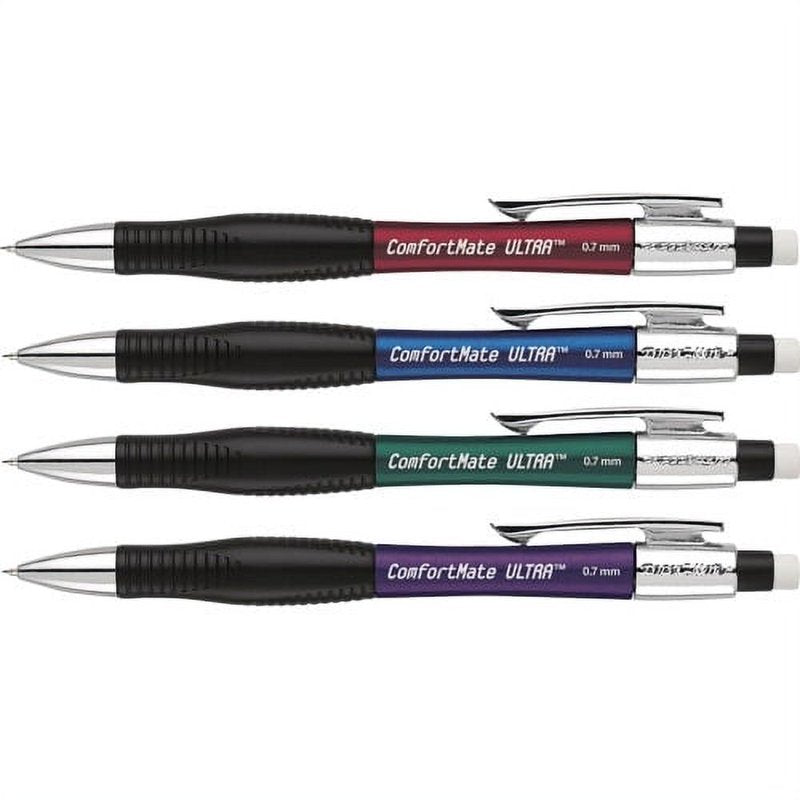 Mechanical Pencils Set 12 Assorted 0.7mm Lead with Erasers - Comfortable Grip