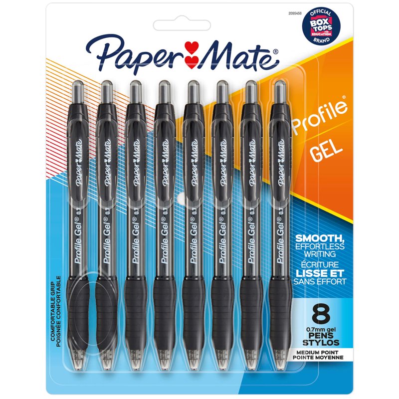 Gel Pens Set 8 Black 0.7mm Retractable Office Writing Supplies