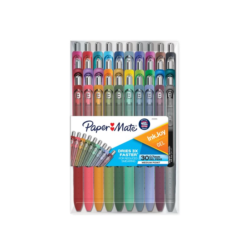 Gel Pen Set - 30 Assorted Medium Point (0.7mm) InkJoy Pens for Office & School