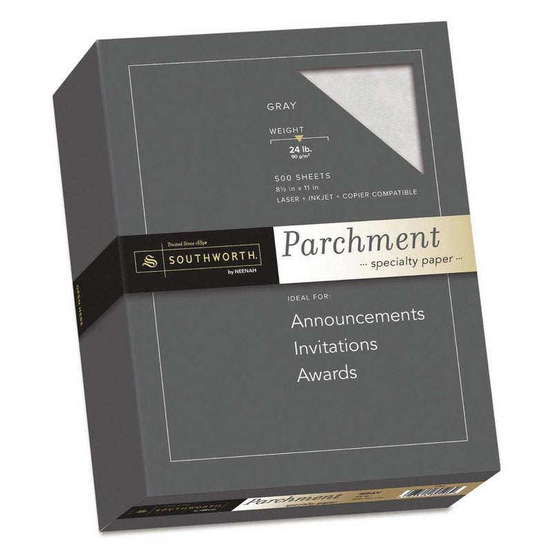 24 lb Gray Parchment Specialty Paper - 8.5 x 11 Inch, Acid-Free, 500 Sheets