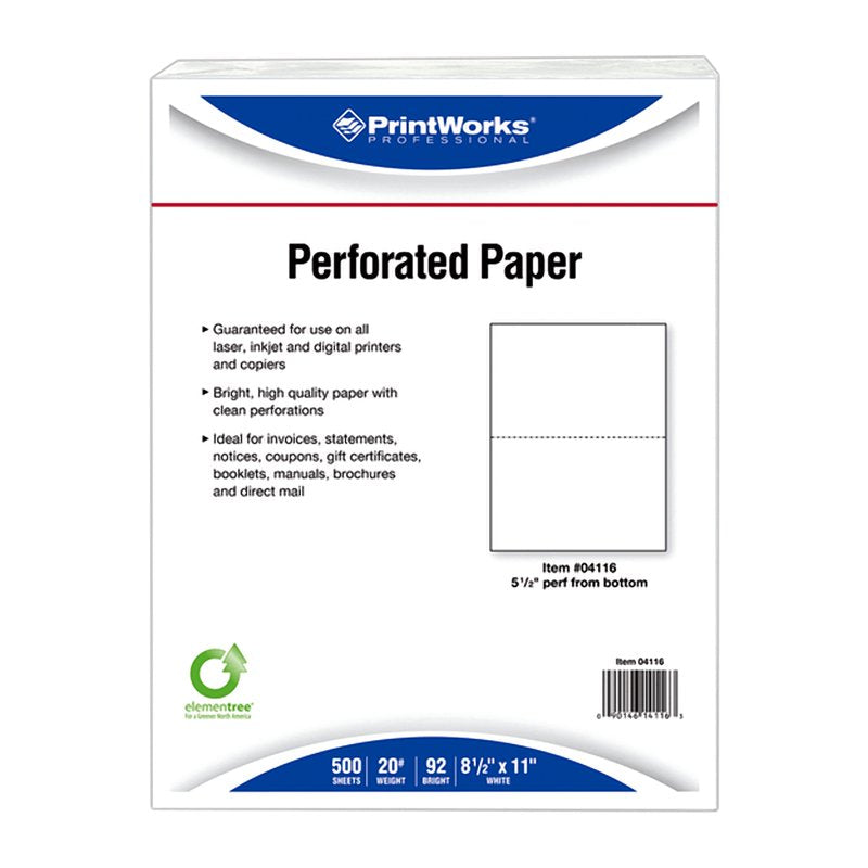 Perforated Copy & Multipurpose Office Paper 8.5 x 11, 20 lb, White, 1 Ream