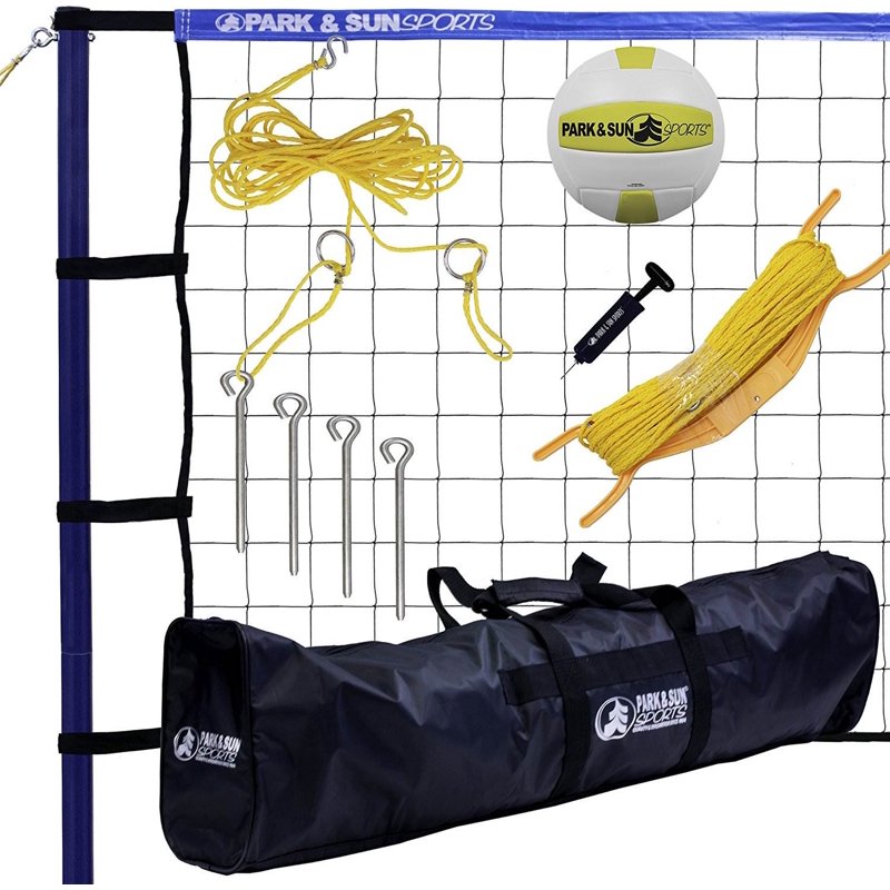 Portable Outdoor Volleyball Net Set with Poles, Ball & Carry Bag