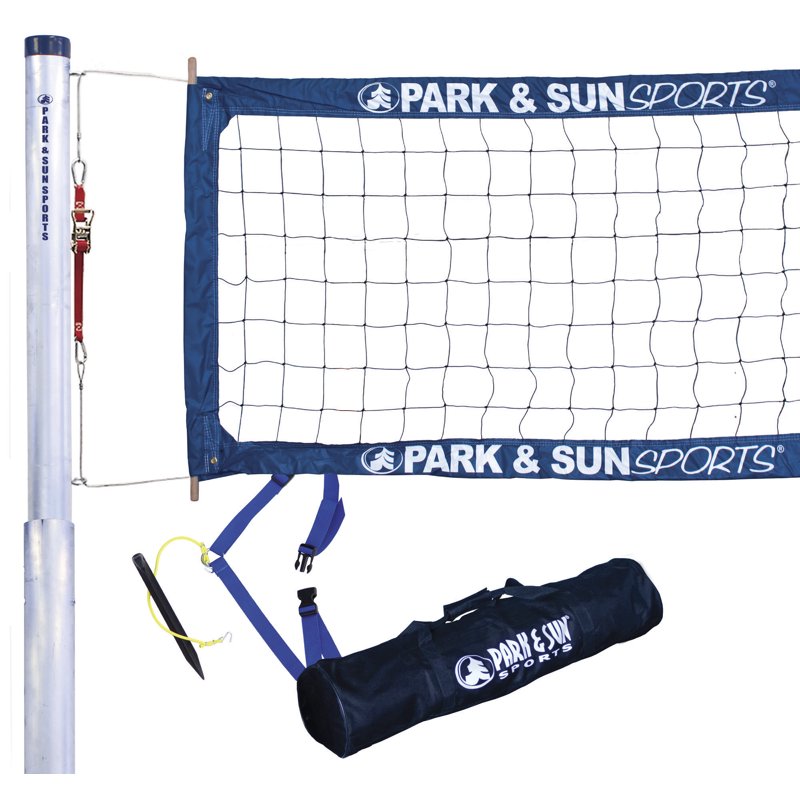 Semi-Permanent Volleyball Set with Telescopic Poles and Regulation Net - 39x32 ft