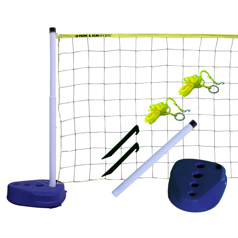 Pool Volleyball Set with 24-Foot Net, Telescoping Poles, Water & Sand Bases