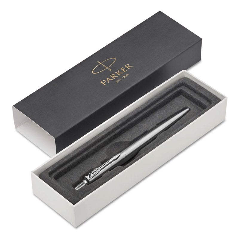 Refillable Blue Stainless Steel Ballpoint Pen - Medium Point, Gift Box
