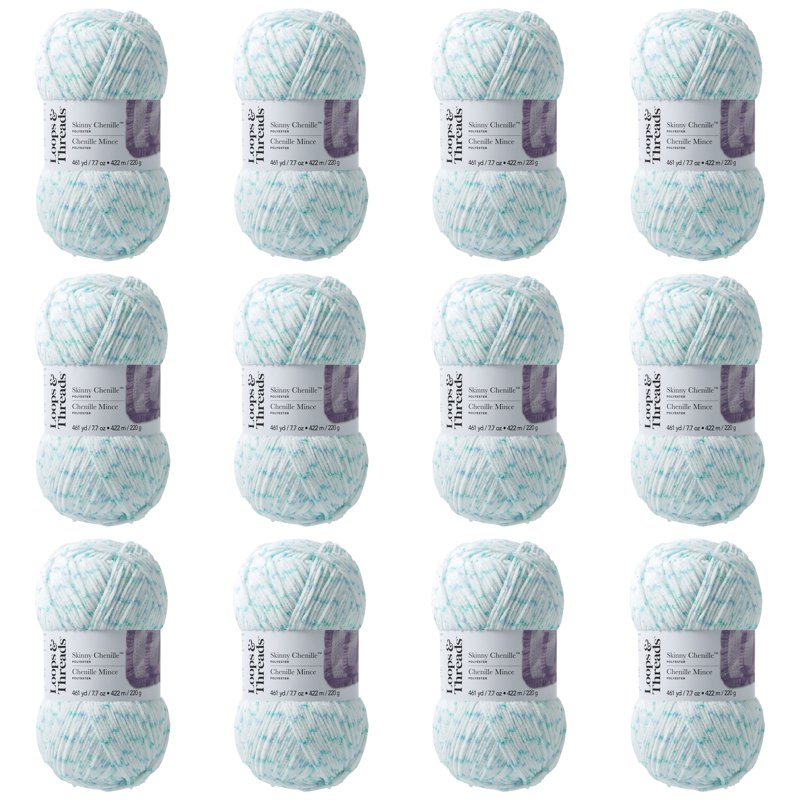 Medium Weight Chenille Yarn 12 Pack for Knitting Crochet & Crafts - Multi Colors