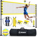 Outdoor Portable Volleyball Net Set System - Adjustable Height, Steel Poles, PU Volleyball, Carrying Bag