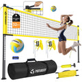 Outdoor Volleyball Net Set 32FT with Adjustable Height Steel Poles Carry Bag