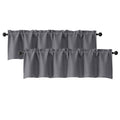 Grey Kitchen Window Valances 14 Inch Length 2 Pack - Room Darkening Short Curtains