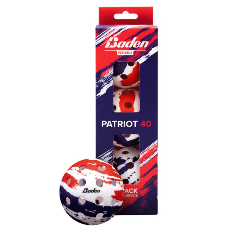 Patriot 40 Outdoor Pickleballs 3-Pack – 40-Hole Seams for Visible Flight