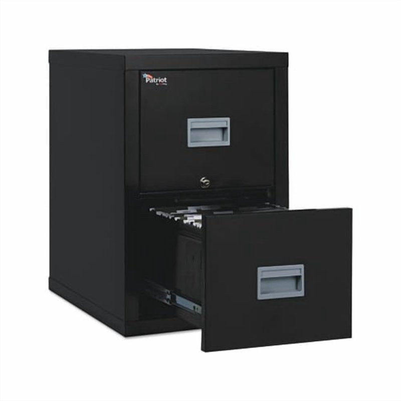 Fireproof Vertical File Cabinet with 2 Drawers - Insulated Steel, Black