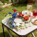 Patriotic Candle Ring Wreath for 4th of July Memorial Day Decor - Red White Blue Floral & Star Accents