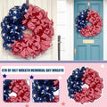 Patriotic Front Door Wreath with Red White Blue Ribbon Stars for Independence Day