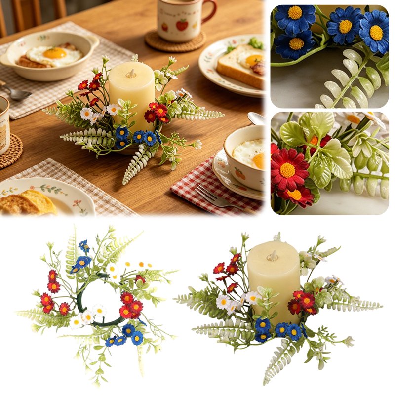Patriotic Garden Wreath for Independence Day 4th of July Memorial Day Decor with Fern Accents