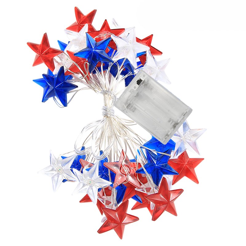 Patriotic LED String Lights for 4th of July Independence Day Outdoor Decoration