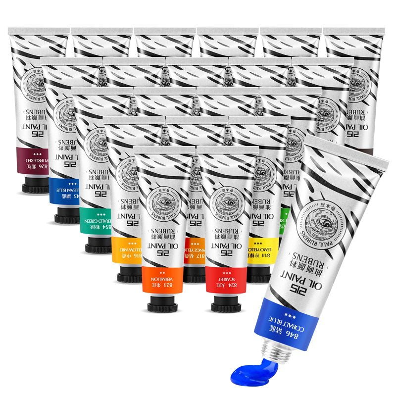 Professional Oil Paint Set - 20 Vivid Colors, 50ml Tubes for Artists and Art Studios