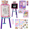 Kids Art Easel with Magnetic Whiteboard & Chalkboard - Pink/Purple