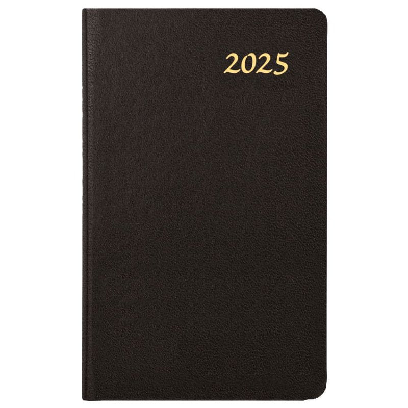 Black Weekly 2025 Pocket Planner - Durable Leather Look Cover