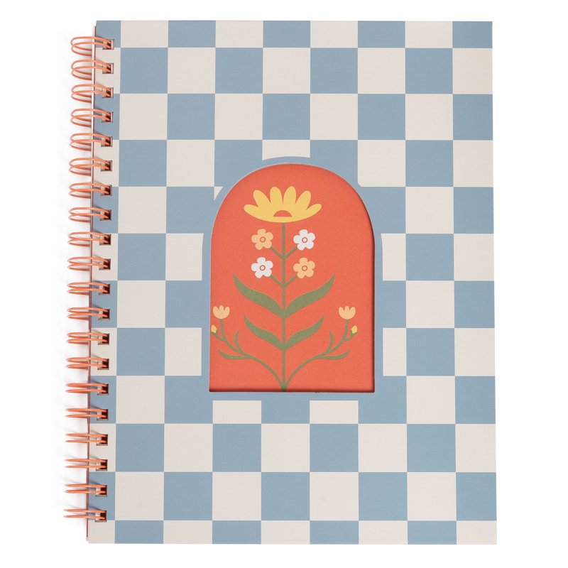 Floral Checkered Spiral Notebook - 8x10.5 College Ruled, Art & School