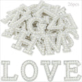Pearl Rhinestone Letter Patches 26-Pack Self-Adhesive Fabric A-Z Stick-On Embellishments
