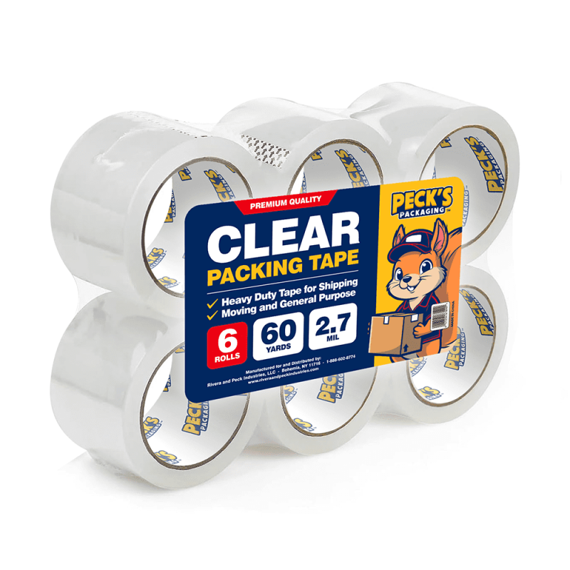 Heavy Duty Clear Packing Tape 2.7 Mil - 1.88 x 60 Yards, 6-Pack for Shipping & Moving