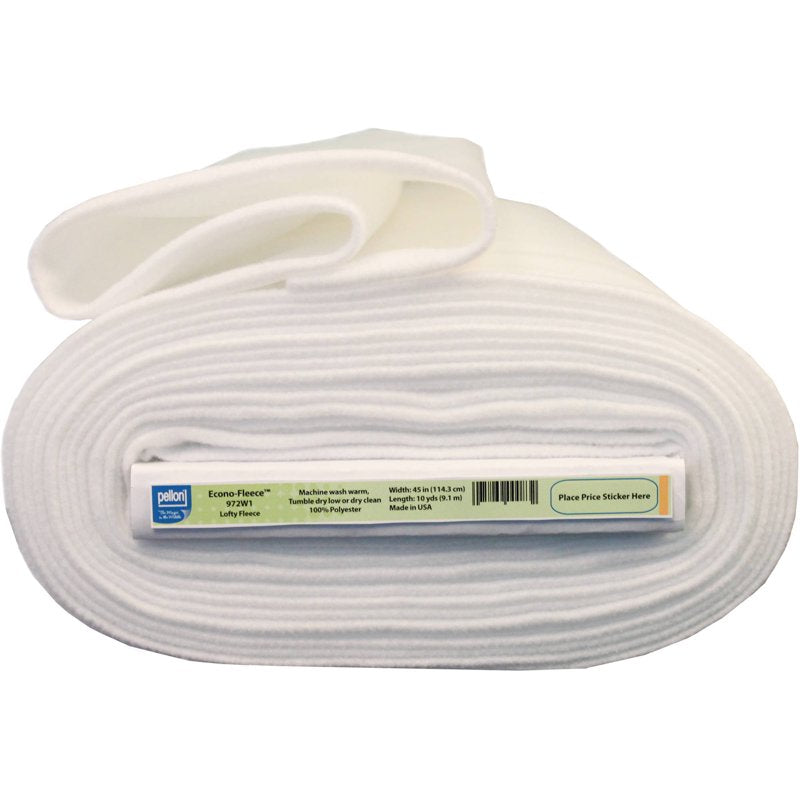 White Fleece Quilting & Crafting Fabric 45 Inch x 10 Yards Sew-In Polyester