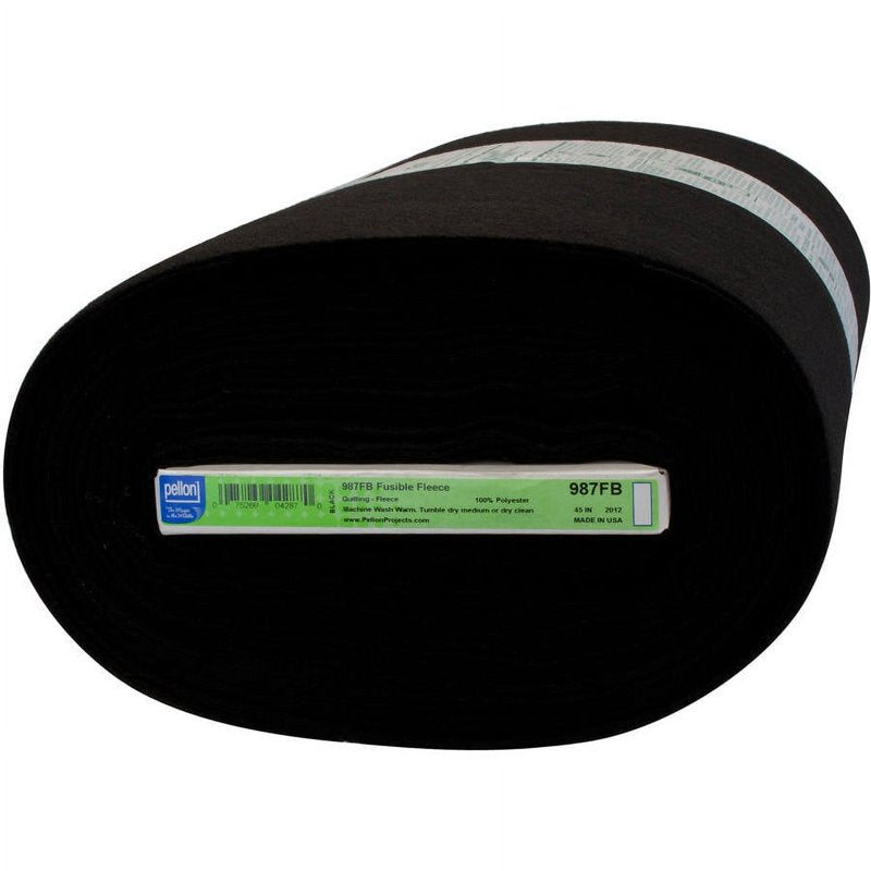 Fusible Fleece Fabric 45-Inch x 10 Yards Black for Quilting & Crafting