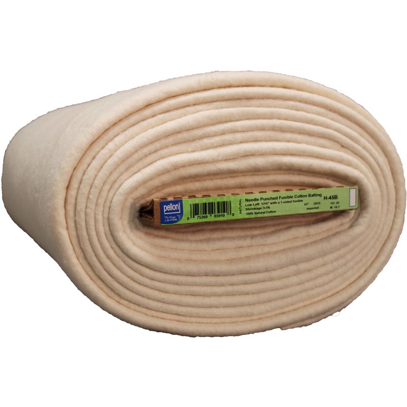 Fusible Cotton Quilting Batting Off-White 45 Inch x 10 Yards Bolt - Natural Cotton Stabilizer