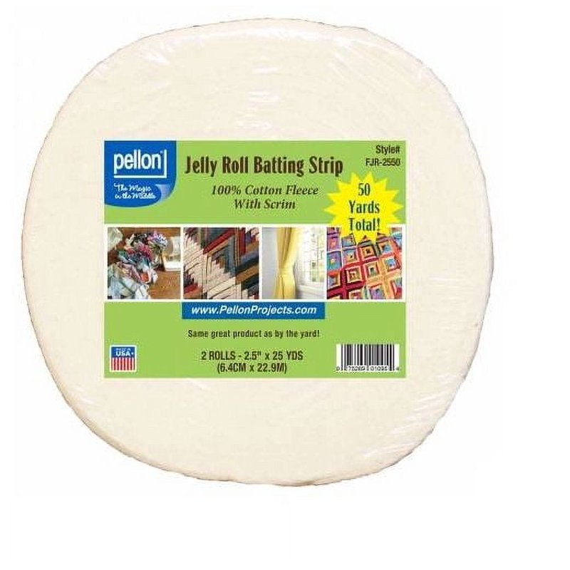 Cotton Batting Jelly Roll 2.5in x 50yds for Quilting and Crafts