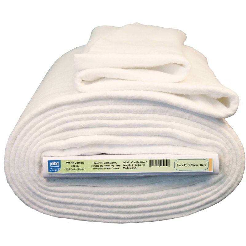 Cotton Quilting Batting with Stabilizing Scrim - 96" x 9 Yards Bolt