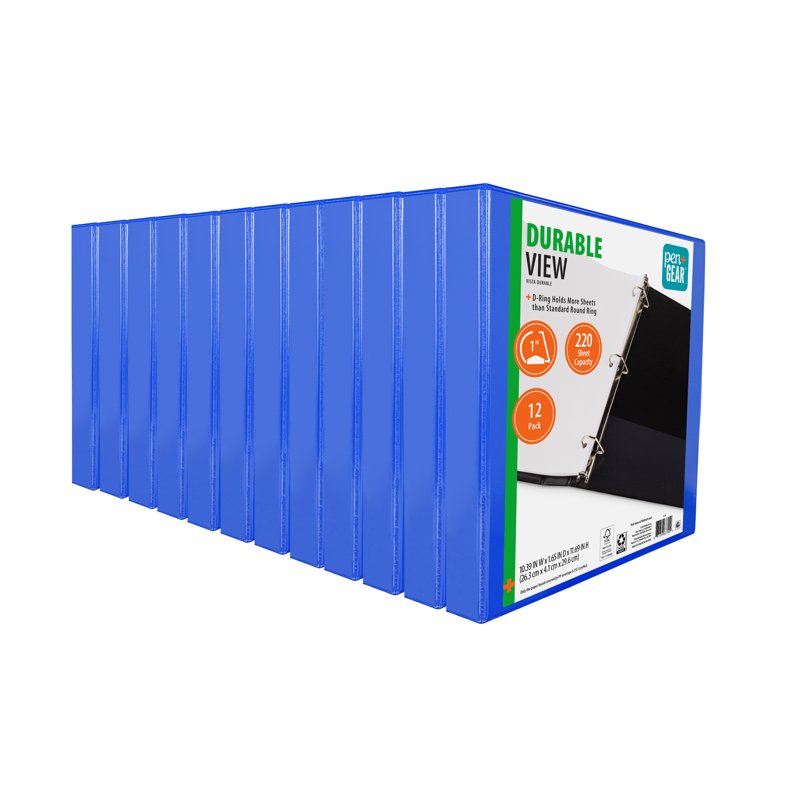 Durable Blue 1-Inch Binder with 220 Sheets & Pocket Storage