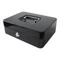 10 Inch Metal Cash Box with Key Lock and Money Tray - Black