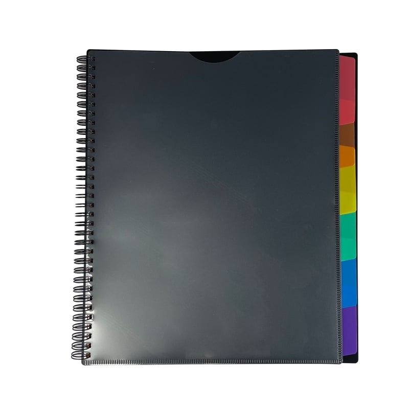 12-Pocket Spiral Poly File Organizer - Black Office Document Folder