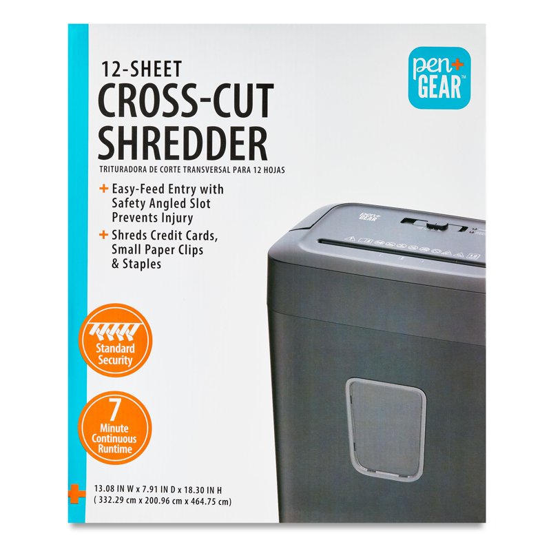 Cross-Cut Paper and Credit Card Shredder - 12 Sheets, 5.55 Gal Bin, Black