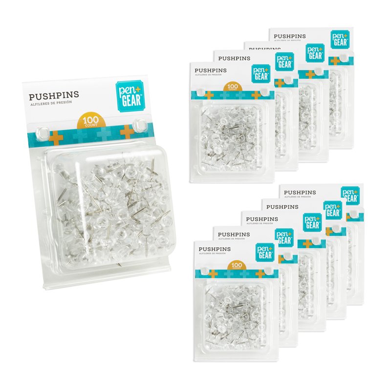Clear Plastic Push Pins - 3/8 Inch Office & Bulletin Board Pins, 1000 Pack