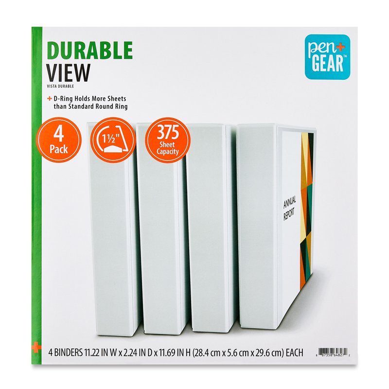 4 Pack View D-Ring Binders 1.5 Inch White for Office & School Organization